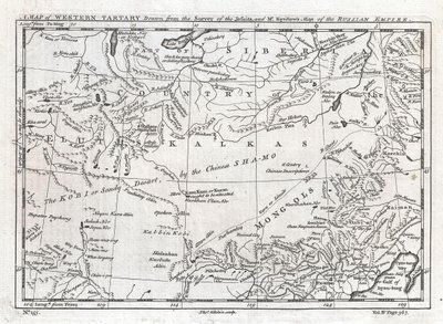 Mapa Tatarów Zachodnich narysowana na podstawie badań jezuitów i mapy Imperium Rosyjskiego pana Kyrillowa. autorstwa Thomas Kitchin