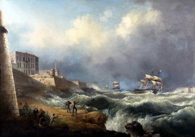 Widok wejścia do Grand Harbour przez TL Hornbrook autorstwa Thomas L. Hornbrook