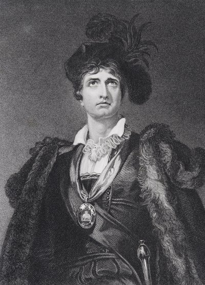 John Philip Kemble jako Hamlet, rytowany przez G. Adcock