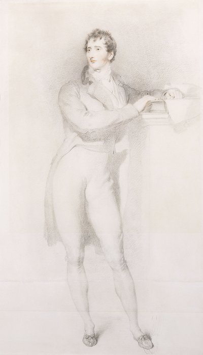 Portret Sir Francisa Burdetta, Barta, mały, pełnometrażowy, stojącego przy kominku, ok. 1796 autorstwa Thomas Lawrence
