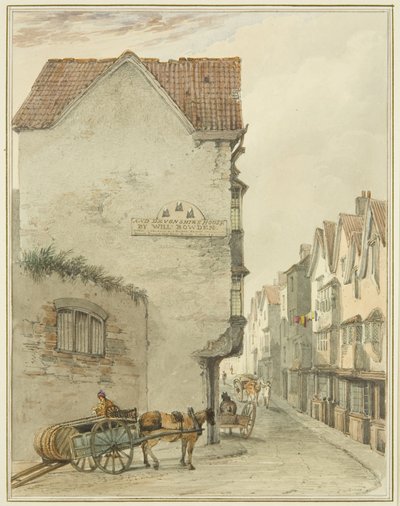 Back Street, patrząc na południe (akwarela na papierze) autorstwa Thomas Leeson the Elder Rowbotham