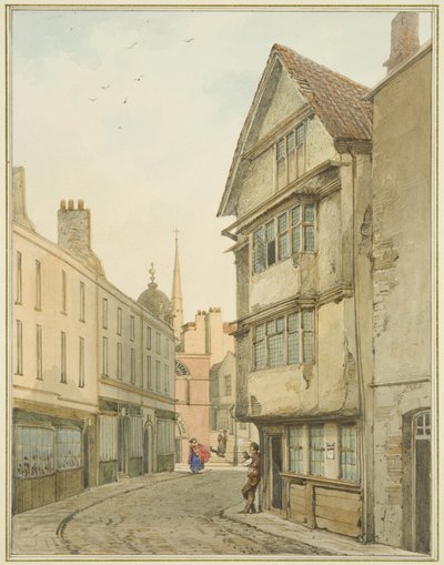 Back Street, patrząc na północ w kierunku Baldwin Street (akwarela na papierze) autorstwa Thomas Leeson the Elder Rowbotham