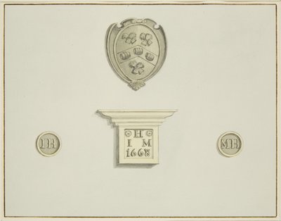 Browary piwowarskie i inne detale, na kominku przy Temple Street 13 (ołówek i akwarela na papierze) autorstwa Thomas Leeson the Elder Rowbotham
