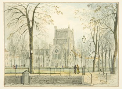 Bristol Cathedral and College Green (akwarela na papierze) autorstwa Thomas Leeson the Elder Rowbotham