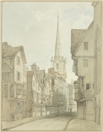 Broad Street (akwarela na papierze) autorstwa Thomas Leeson the Elder Rowbotham