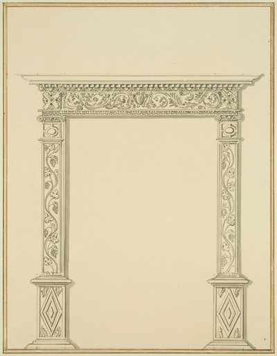 Rzeźbione drzwi w domu w Lewins Mead (ołówek i akwarela na papierze) autorstwa Thomas Leeson the Elder Rowbotham