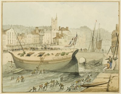 Sprzątanie pływającego portu, 1828 autorstwa Thomas Leeson the Elder Rowbotham
