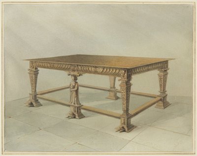 Stół Komunijny ze Starego Dębu, kościół św. Jana (akwarela na papierze) autorstwa Thomas Leeson the Elder Rowbotham