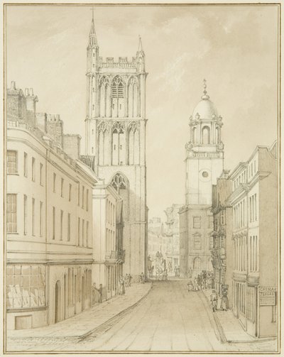 Corn Street (akwarela na papierze) autorstwa Thomas Leeson the Elder Rowbotham