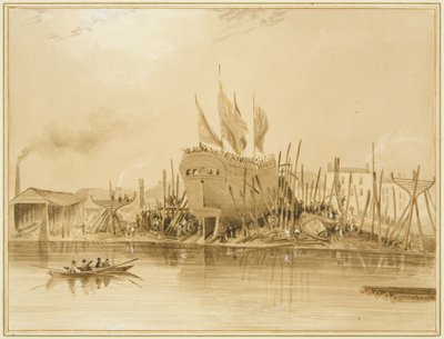 Eastern Wapping Dock, premiera „Avon”, 1826 autorstwa Thomas Leeson the Elder Rowbotham