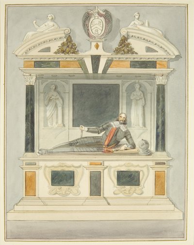 Wizerunek Sir Charlesa Vaughana w katedrze w Bristolu (akwarela na papierze) autorstwa Thomas Leeson the Elder Rowbotham
