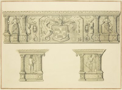 Fryz na kominku przy 15 Broad Street (ołówek i akwarela na papierze) autorstwa Thomas Leeson the Elder Rowbotham