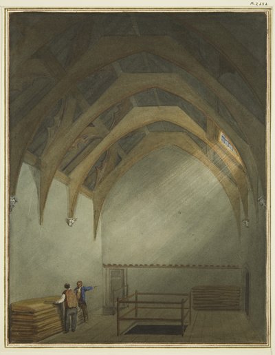 Hall w domu pana Attwooda, przylegający do Back Hall (akwarela na papierze) autorstwa Thomas Leeson the Elder Rowbotham