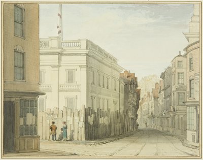 Patrząc w dół Broad Street z New Council House (akwarela na papierze) autorstwa Thomas Leeson the Elder Rowbotham