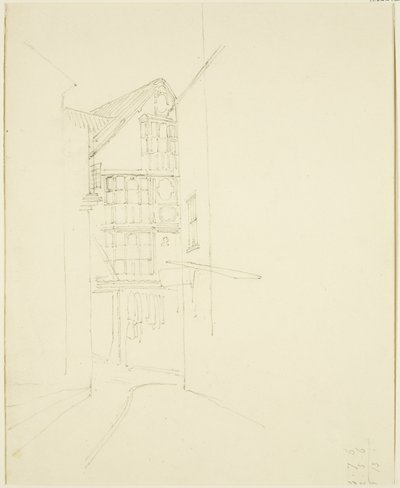 Patrząc w Pithay z Wine Street (ołówek na papierze) autorstwa Thomas Leeson the Elder Rowbotham