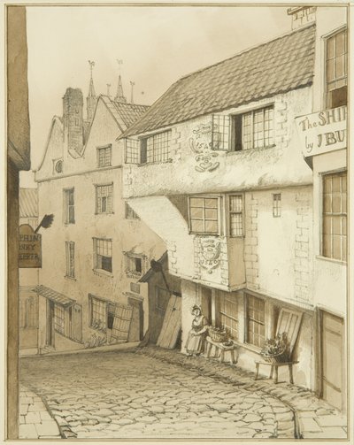 Lower End of Steep Street, z domem autorstwa Thomas Leeson the Elder Rowbotham