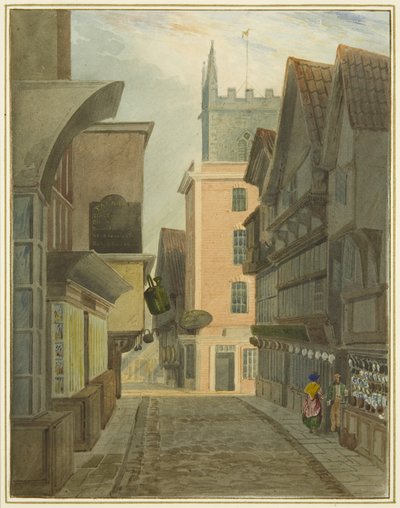 Ulica Mary-le-Port (akwarela na papierze) autorstwa Thomas Leeson the Elder Rowbotham