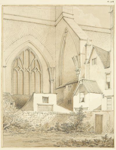 North-West Angle of Bristol Cathedral (ołówek i akwarela na papierze) autorstwa Thomas Leeson the Elder Rowbotham