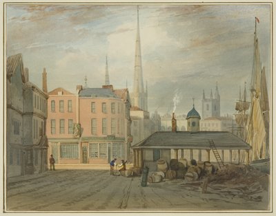 North East End of King Street, pokazujący Welsh Market (akwarela na papierze) autorstwa Thomas Leeson the Elder Rowbotham