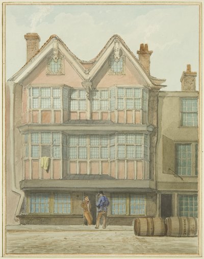 Stare domy w West Side, Marsh Street (akwarela na papierze) autorstwa Thomas Leeson the Elder Rowbotham
