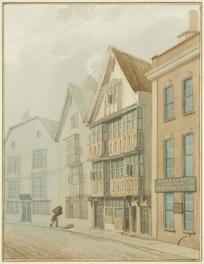 Stare domy naprzeciw Hali Kupieckiej (akwarela na papierze) autorstwa Thomas Leeson the Elder Rowbotham