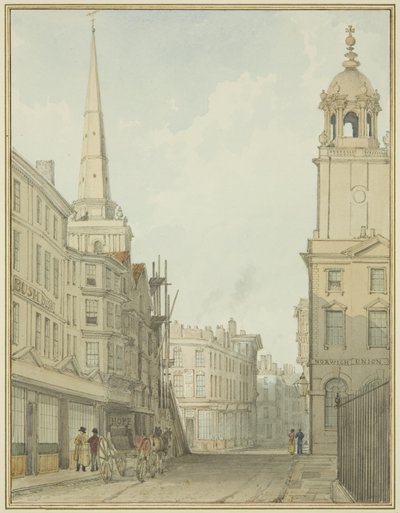 Część Corn Street i Wine Street (akwarela na papierze) autorstwa Thomas Leeson the Elder Rowbotham
