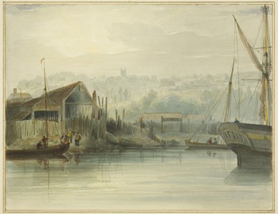 Stocznia na bagnach Canona i wejście do Frome, patrząc w kierunku Clifton autorstwa Thomas Leeson the Elder Rowbotham