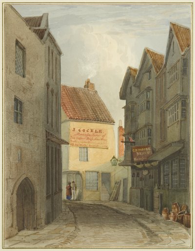 Ulica Św. Mikołaja od skrzyżowania z Corn Street (akwarela na papierze) autorstwa Thomas Leeson the Elder Rowbotham