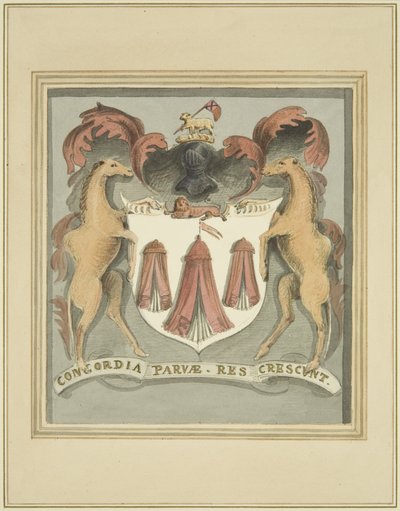 Ramiona krawców na przytułkach kupców Taylorów (ołówek i akwarela na papierze) autorstwa Thomas Leeson the Elder Rowbotham