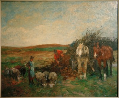 Wóz chrustowy i owce autorstwa Thomas Ludwig Herbst