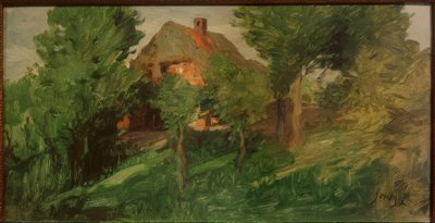 Czerwony dom za drzewami autorstwa Thomas Ludwig Herbst