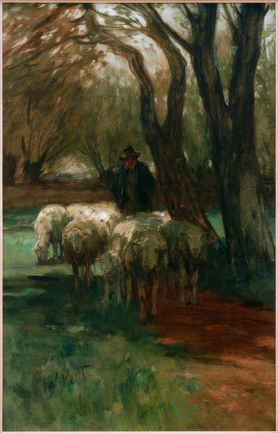 Pasterz ze stadem autorstwa Thomas Ludwig Herbst