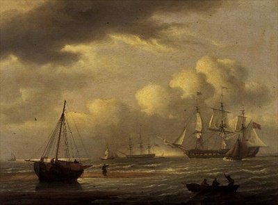 Indianin w pobytach i łodziach u południowego wybrzeża autorstwa Thomas Luny