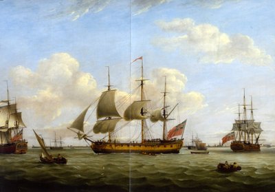 HMS Maria Anna-Earl of Chatham- Achilles-Thomas Luny autorstwa Thomas Luny