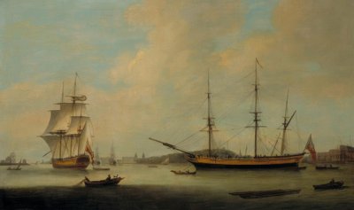 Amerykański statek Granville’ off Deptford autorstwa Thomas Luny