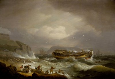 Katastrofa statku handlowego Kompanii Wschodnioindyjskiej "Dutton" w pobliżu Plymouth w Anglii, 26 stycznia autorstwa Thomas Luny