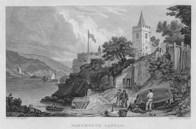 Zamek Dartmouth (grawerowanie) autorstwa Thomas Mann (after) Baynes