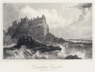 Zamek Dunluce, z północnego wschodu (rycina) autorstwa Thomas Mann (after) Baynes