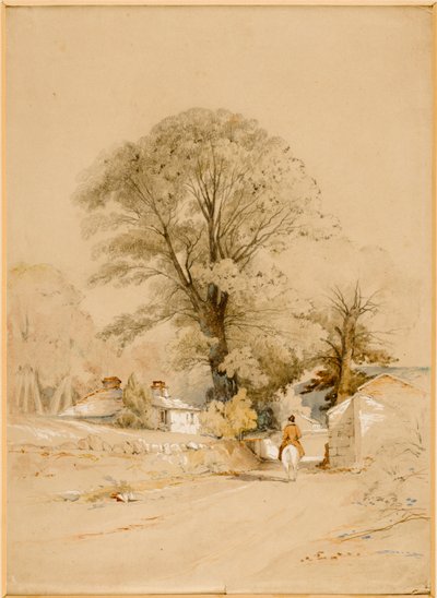 Pejzaż uliczny z jeźdźcem (bodycolor) autorstwa Thomas Miles II Richardson
