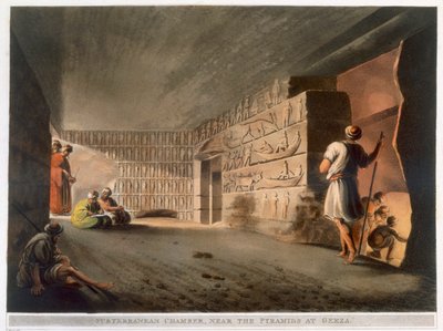 „Podziemna izba w pobliżu piramid w Gizie”, 1802 autorstwa Thomas Milton