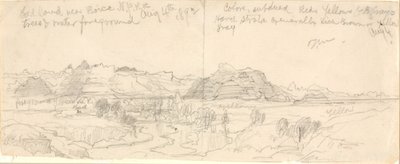 Złe ziemie w pobliżu Boise, N.P.R.R. (No. Pacific Railroad) autorstwa Thomas Moran