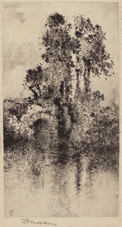 Most i drzewa autorstwa Thomas Moran
