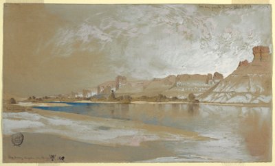 Rysunek Green River z promu, terytorium Wyoming, 11 września 1889 r. autorstwa Thomas Moran