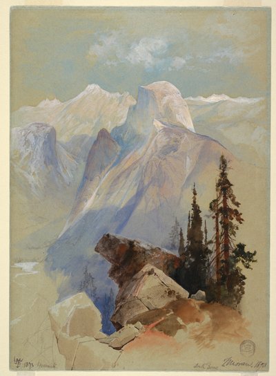 Rysunek, Pół kopuły, Yosemite, 1873 r. autorstwa Thomas Moran