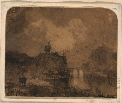 Rysunek, scena rzeczna, Wielki Kanion, Kolorado, 1870 r. autorstwa Thomas Moran