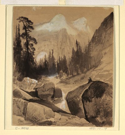 Rysunek, Północna kopuła, Yosemite, Kalifornia, 1872 r. autorstwa Thomas Moran