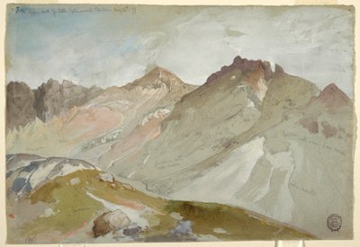 Rysunek, Górny koniec Little Cottonwood Canyon, Wasatch Range, niedaleko Ogden, Utah, 13 sierpnia 1879 r. autorstwa Thomas Moran