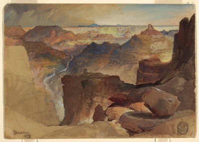 Rysunek, Widok z Płaskowyżu Powella, Wielki Kanion, Kolorado, 1873 r. autorstwa Thomas Moran