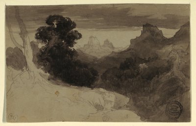 Rysunek, Widok na Tetons, Wyoming, 1874 r. autorstwa Thomas Moran