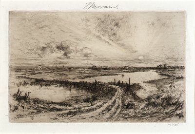 Hook Pond i stary most autorstwa Thomas Moran